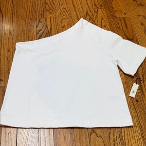 Banana Republic BR sz L White One-Shoulder off the shoulder Top 100% Cotton